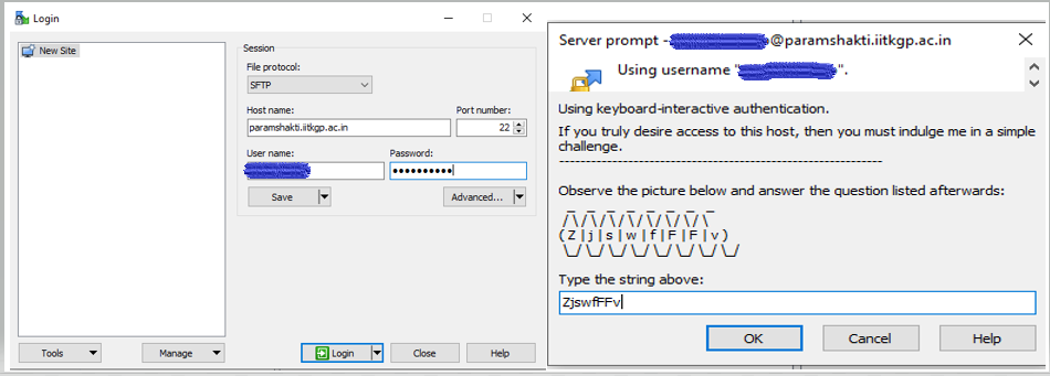 WinSCP interface