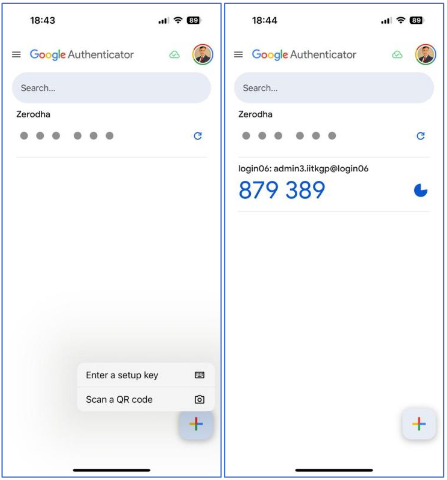 Authenticator app showing new cluster entry